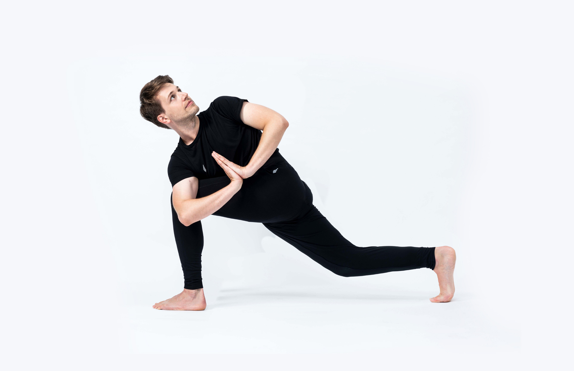 A person in a lunge variation